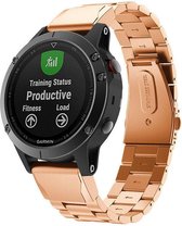 Stalen Smartwatch bandje - Geschikt voor  Garmin Fenix 5 / 6 stalen band - rosé goud - Horlogeband / Polsband / Armband