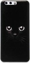ADEL Siliconen Back Cover Softcase Hoesje Geschikt voor Huawei P10 - Kat Zwart