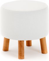 Houseella Lola - Poef - Creme - Linnen - Modern - Multifunctioneel - Bijzettafel - 40x40 cm