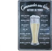 Wandbord – Mancave – Bier bestellen in verschillende talen – Vintage - Retro -  Wanddecoratie – Reclame bord – Restaurant – Kroeg - Bar – Cafe - Horeca – Metal Sign - Bier - 20x30cm