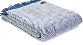 Tweedmill Plaid Visgraat Blauw en Zilvergrijs (Ink and Silver) - Nieuw wol - Made in the UK