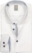 Jacques Britt overhemd - Como slim fit - twill - wit (contrast) - Strijkvriendelijk - Boordmaat: 40