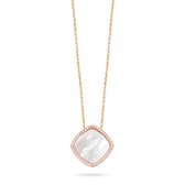 Silver Rose -P2105MOP-Hanger+Ketting -925 Zilver rosé -parelmoer met zirkonia 42 cm + verlengstuk