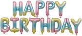 HAPPY BIRTHDAY Folie Ballonnen, Blauwe Regenboog, 13 stuks, 16 inch (40cm), Verjaardag, Feest, Party, Decoratie, Versiering, Miracle Shop