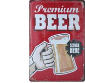 Wandbord – Mancave – Premium Beer  – Vintage - Retro -  Wanddecoratie – Reclame bord – Restaurant – Kroeg - Bar – Cafe - Horeca – Metal Sign - Bier - 20x30cm