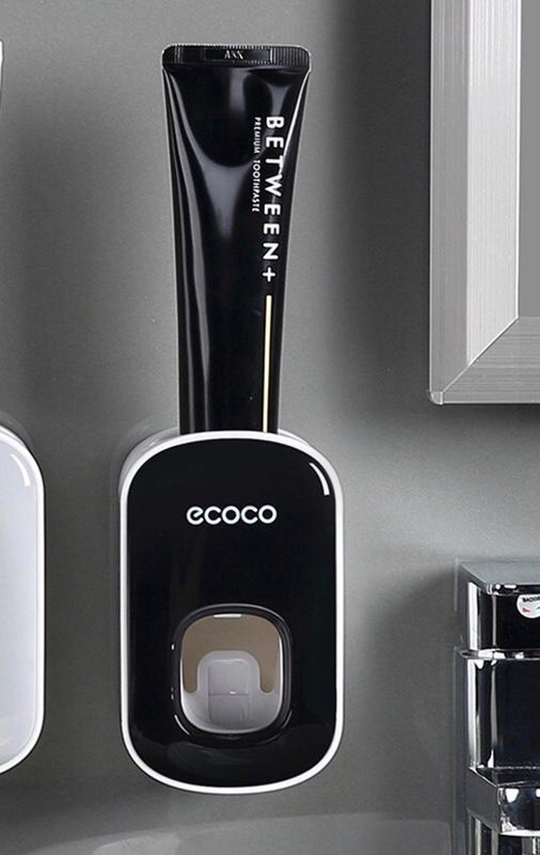 tandpasta dispenser pro - tandpastadispenser - tandpasta dispenser zwart voor draaidop tubes- ecoco tandpasta dispenser - tandpasta uitknijper - tandpasta knijper