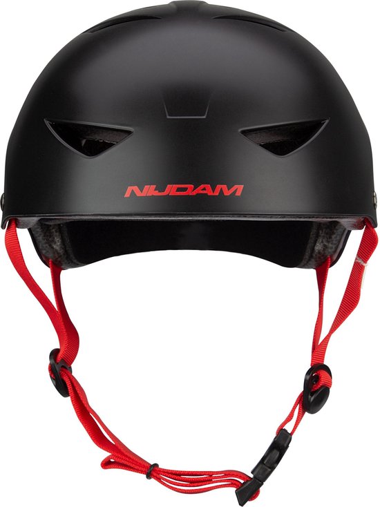 Nijdam Skate Helm - Fyre Zwart/Rood - M |