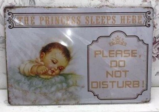 Tekstbord - tekst plaatje - "The princess sleeps here" 30x20