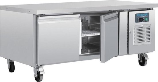 Polar Gastronorm Koelwerkbank - 2-deurs - Laag Model - 214 Liter - 65(h) x 136(b) x 70(d)cm