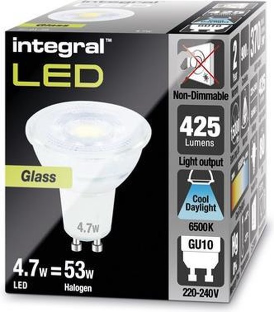 groei werkgelegenheid Mammoet 5 Pack Integral GU10 LED spot glas 3,6 watt daglicht wit 6500K niet dimbaar  | bol.com