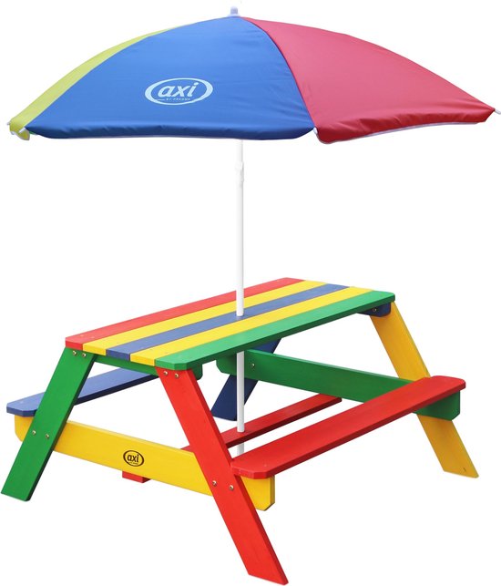 AXI Nick Picknicktafel met Parasol in Regenboog kleuren - Picknick tafel  voor kinderen... | bol.com
