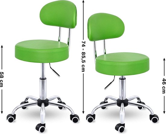 TRESKO® Rolkruk met leuning grijs | Verstelbare werkkruk 47-60 cm met