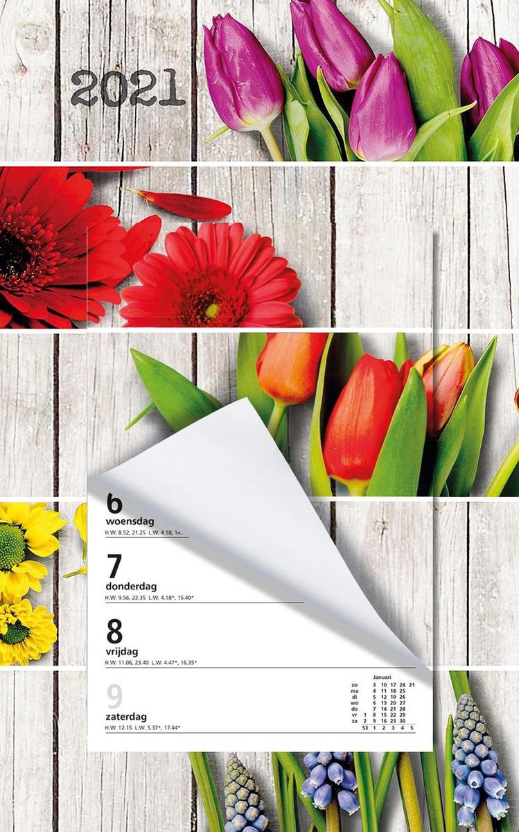 Week scheurkalender MGPcards 2021 - Scheurkalender - 1 week/1 pagina - Bloemen - 21 x 34 cm - MGPcards