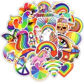 50 regenboog stickers- Kleurrijke vrolijke stickers - Voor laptop, muur, deur, koffer, schriften, etc.