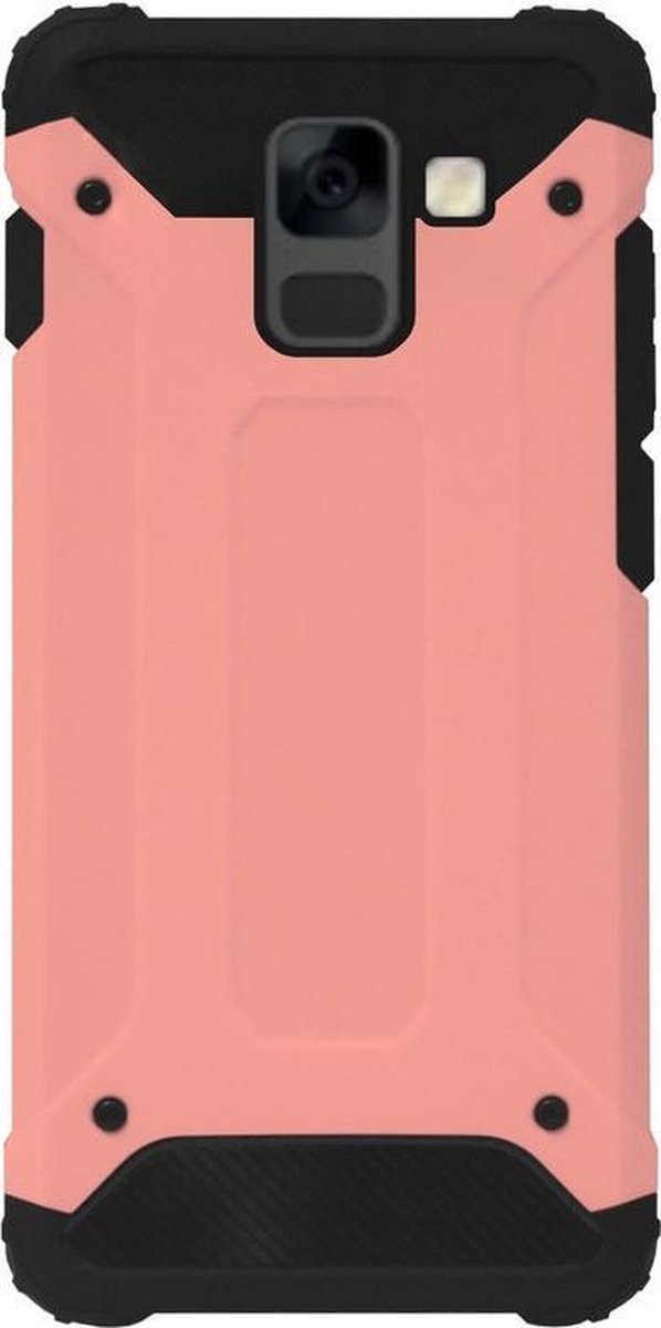 WLONS Rubber Kunststof Bumper Case Hoesje Geschikt voor Samsung Galaxy A8 Plus (2018) - Goudroze