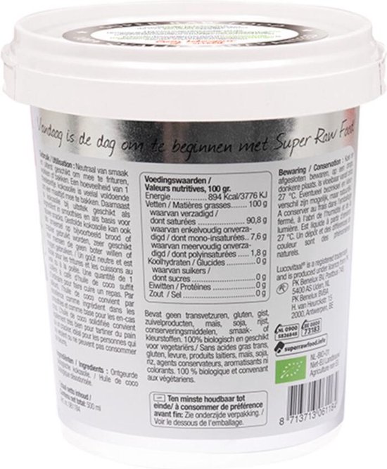 Lucovitaal Superfood - Kokosolie ontg - 500 ml - Voedingssupplement