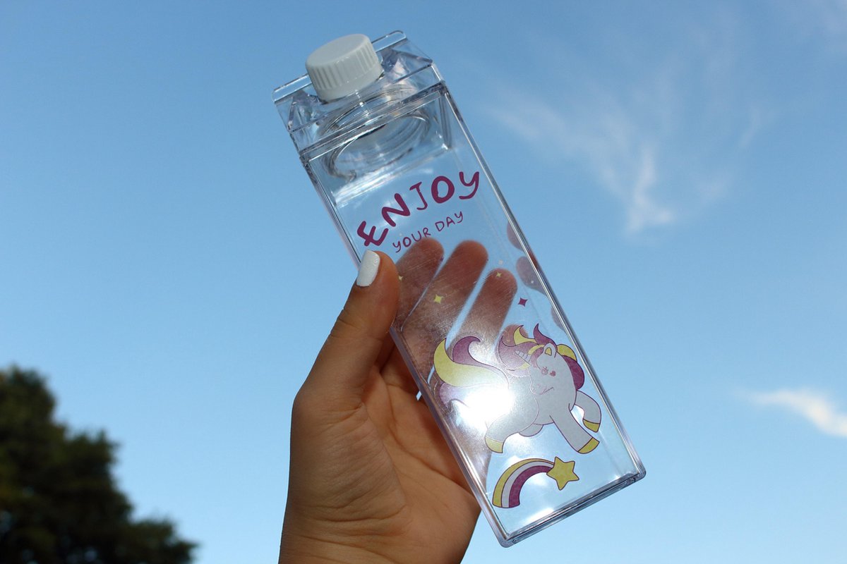 Transparante Drinkfles UNICORN sticker- Melkfles – drinkflessen – drinkfles volwassenen