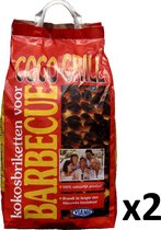 VIANO Coco-grill Kokosbriquetten - 100% Natuurlijk - Brandt 3x Langer - 5Kg x 2 Zakken