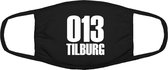 Tilburg 013 mondkapje | gezichtsmasker | bescherming | bedrukt | logo | Zwart mondmasker van katoen, uitwasbaar & herbruikbaar. Geschikt voor OV