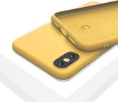 LIQUID | 180° Protection - Silicone Velvet + MicroFibre Shockproof Backcover - Telefoon Hoesje voor iPhone X/XS - Geel