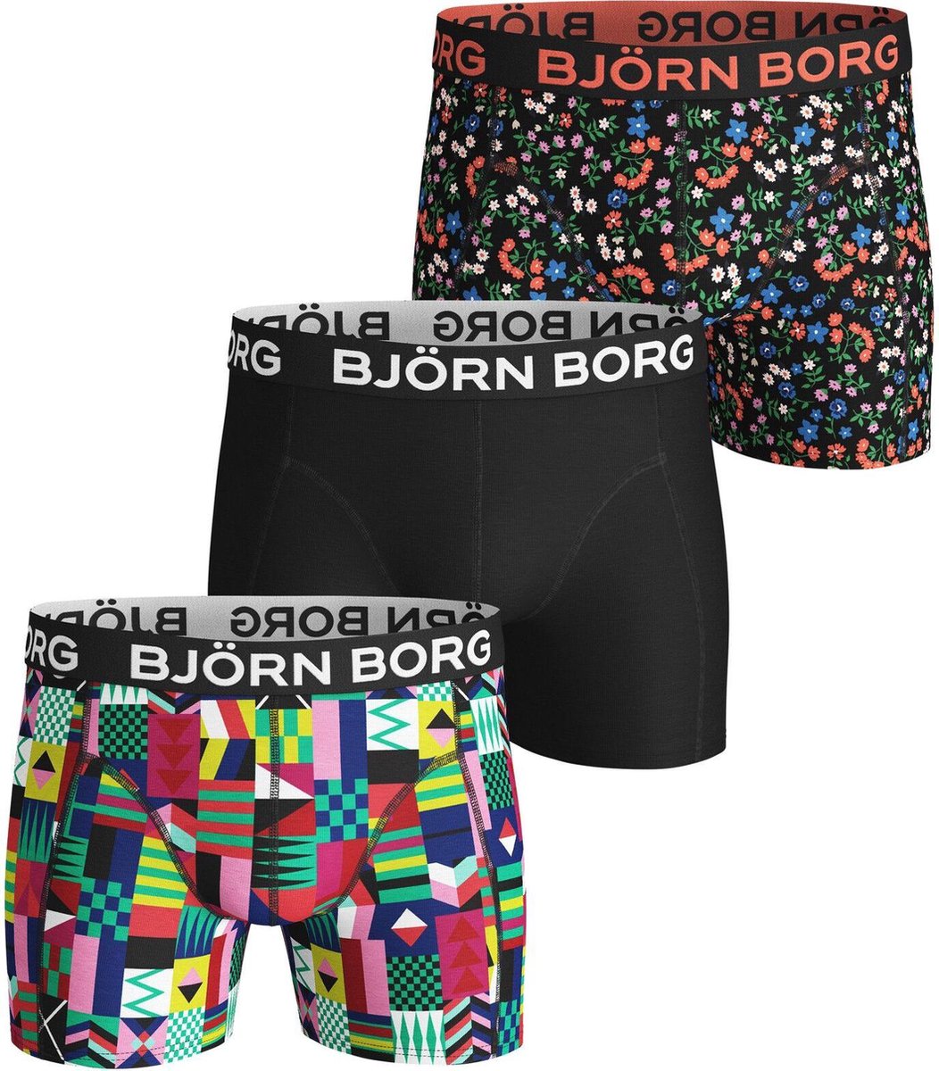 Björn Borg Heren Onderbroeken 3 Pack Boxers Flag And Meadow Zwart Maat S 4506