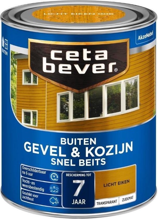 oogopslag financieel heuvel CetaBever Buiten Gevel & Kozijn Snel Beits - Zijdemat - Licht Eiken - 750  ml | bol.com