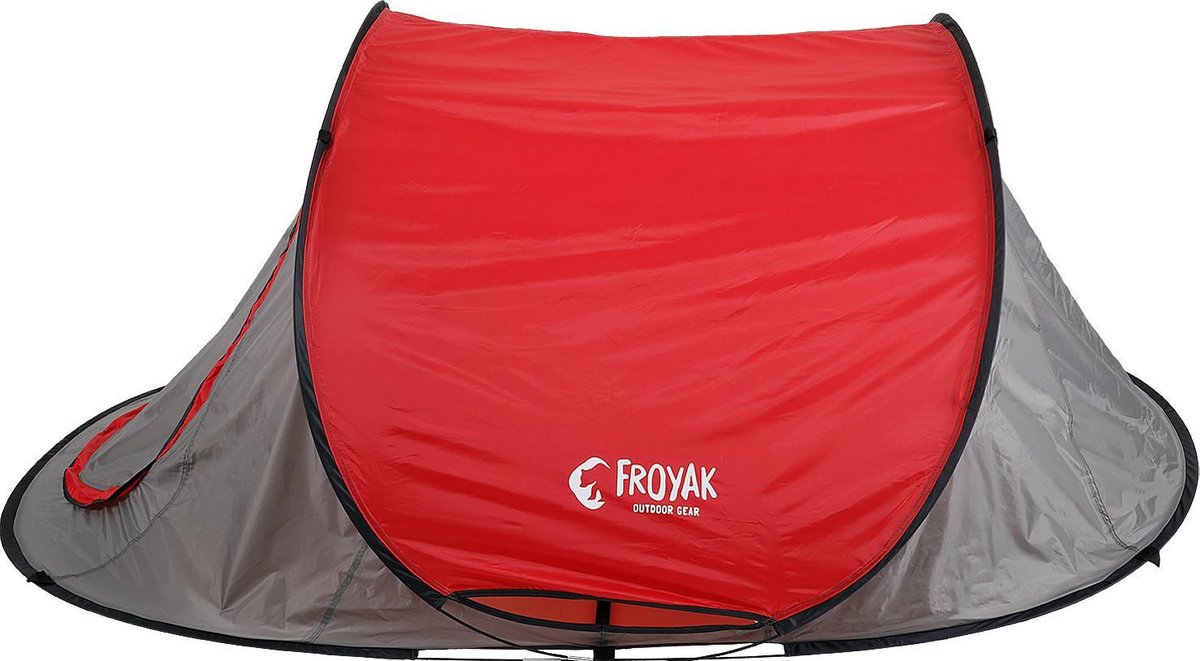 ijzer Uittrekken censuur Froyak Pop Up Tent - Grijs/Rood - 2 Persoons | bol.com