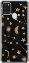 Samsung A21s hoesje siliconen - Counting the stars | Samsung Galaxy A21s case | grijs | TPU backcover transparant