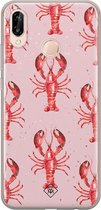 Huawei P20 Lite hoesje siliconen - Lobster all the way | Huawei P20 Lite (2018) case | Roze | TPU backcover transparant