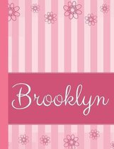 Brooklyn: Personalized Name College Ruled Notebook Pink Lines and Flowers