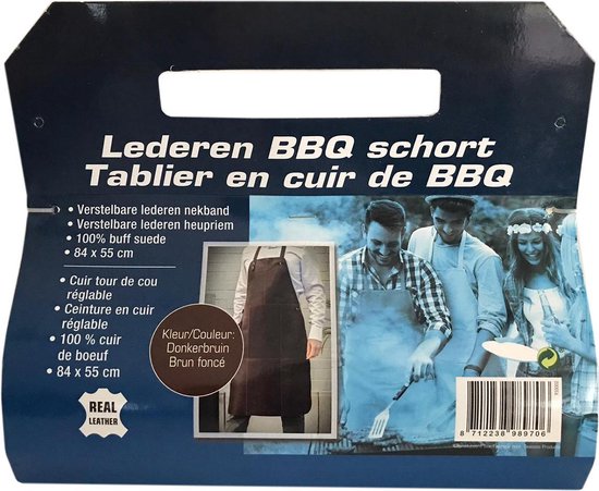 Lederen BBQ schort - Leer - Donkerbruin - Schort - BBQ - Barbecue - Merkloos