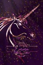 Emma: Unicorn Blank Lined Journal Notebook For Girls, 6 x 9, 120 Pages Perfect For Journaling, Notes, Diary & Doodling, Name