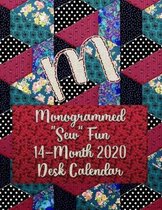 M: Monogrammed ''Sew'' Fun 14-Month 2020 Desk Calendar