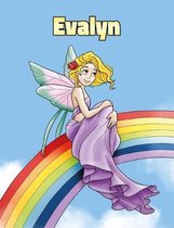 Evalyn: Personalized Composition Notebook - Wide Ruled (Lined) Journal. Rainbow Fairy Cartoon Cover. For Grade Students, Eleme