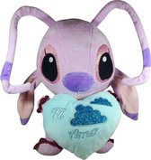 Disney Angel Lilo en Stitch met blauw hart ''Ti Amo'' Pluche Knuffel 30 cm | Disney Peluche Plush Toy | Liefde Hart Knuffel met Hartje | Knuffeldier Knuffelpop voor kinderen | Extra zacht en 