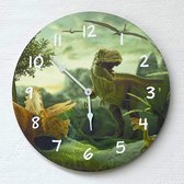 Dino enfant Tough Dino/ Dinosaurus vert | MOUVEMENT SILENCIEUX | horloge murale animalière en bois pour chambre d'enfants et chambre de bébé | accessoires de décoration | chambre de garçons
