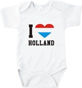 Rompertjes baby met tekst - I love Holland - Romper wit - Maat 62/68