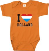 Rompertjes baby met tekst - I love Holland- Romper oranje - Maat 62/68
