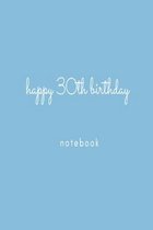 Happy 30th Birthday Notebook: Blue birthday celebration lined paperback jotter