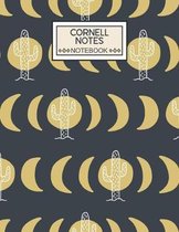 Cornell Notes Notebook: College Ruled Cornell Notebook Paper Index and Numbered Page Interior: Cactus Moon Phases