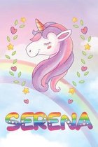 Serena: Serena Unicorn Notebook Rainbow Journal 6x9 Personalized Customized Gift For Someones Surname Or First Name is Serena