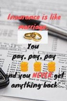 Insurance is like marriage. You pay pay pay and you never get anything back: Notebook / Planner / Journal / Diary with funny Quote Cover - 120 pages -