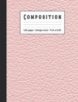 Composition: Wide ruled education composition notebook for school and college students and teachers - Delicate pink leather effect