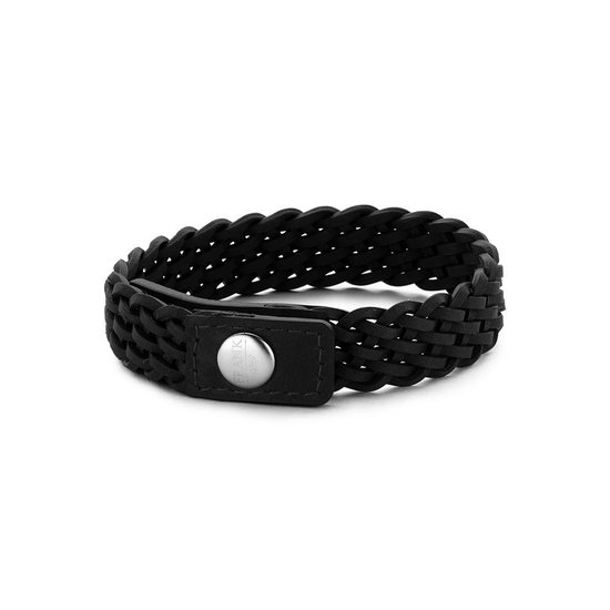 Frank 1967 7FB 198L Bracelet homme cuir tressé - Cuir - Cuir - Noir - 23 cm - Fermeture par bouton poussoir