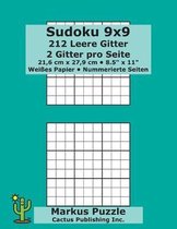 Sudoku 9x9 - 212 leere Gitter: 2 Gitter pro Seite; 21,6 cm x 27,9 cm; 8,5'' x 11''; Wei�es Papier; Seitenzahlen; Su Doku; Nanpure; 9 x 9 R�tseltafel