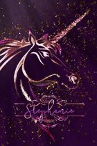 Stephanie: Unicorn Blank Lined Journal Notebook For Girls, 6 x 9, 120 Pages Perfect For Journaling, Notes, Diary & Doodling, Name