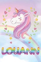 Louann: Louann Unicorn Notebook Rainbow Journal 6x9 Personalized Customized Gift For Someones Surname Or First Name is Louann