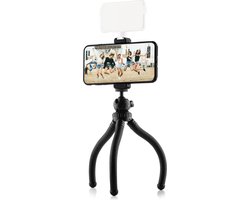 MOJOGEAR Flexibel statief met extra stevige poten – Met houder voor smartphones tot 9,5 cm breed - Tripod iphone - Tot 24 cm hoog - Zwart MOJOGEAR Flexibel statief met extra stevige poten – Met houder voor smartphones tot 9,5 cm breed - Tripod iphone - Tot 24 cm hoog - Zwart