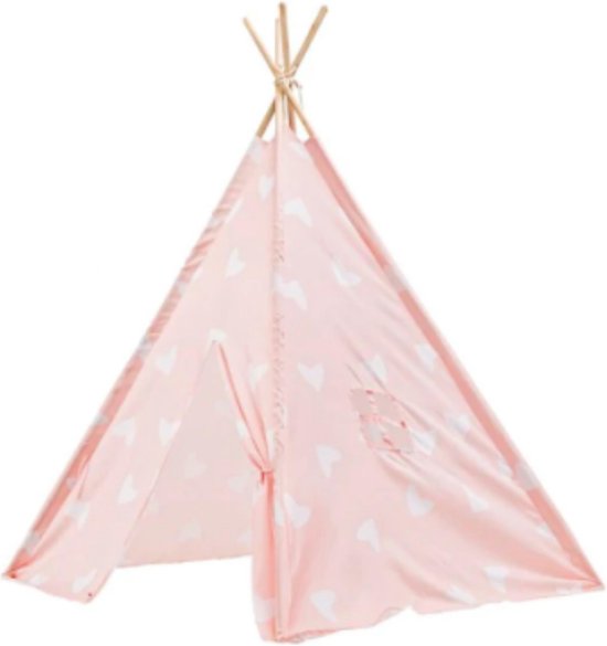 Living Luxe Tipi Tent HART roze - 120 x 120 x 150 cm - wigwam speeltent - | bol.com
