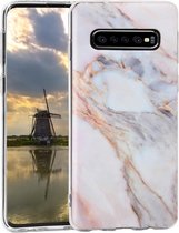 Marmerprint telefoonhoesje geschikt voor Samsung Galaxy S10 Hoesje Marmer Wit